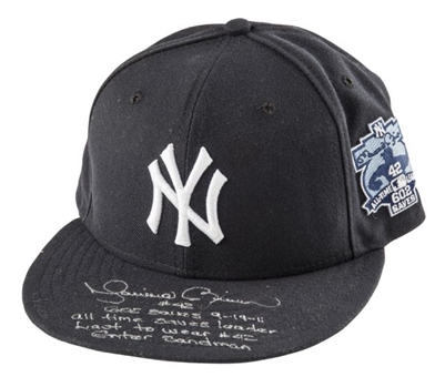 Mariano Rivera Signed 602 Saves NY Yankees Cap With Several Inscriptions (Steiner)
